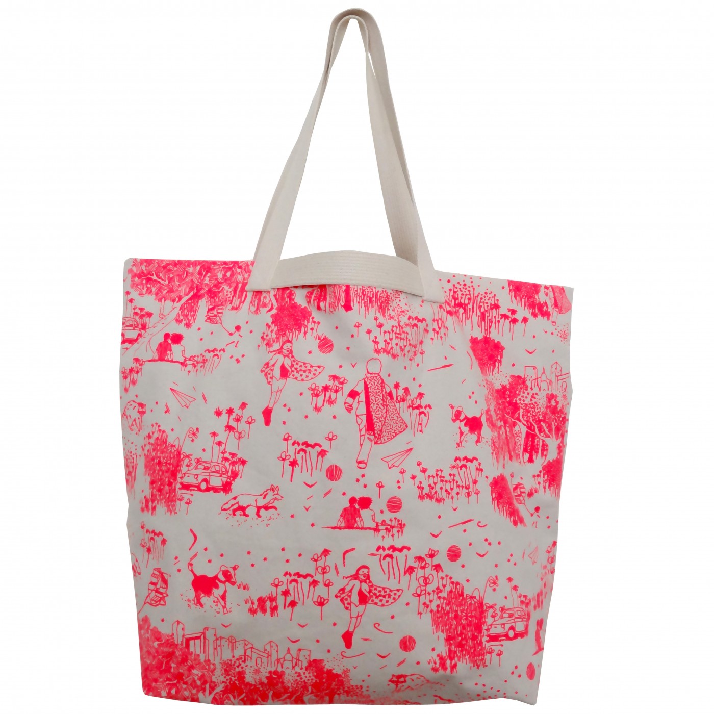 neon pink tote bag