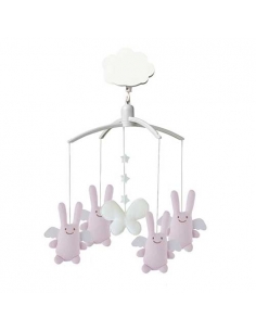 MOBILE MUSICAL ANGE LAPIN ROSE - TROUSSELIER