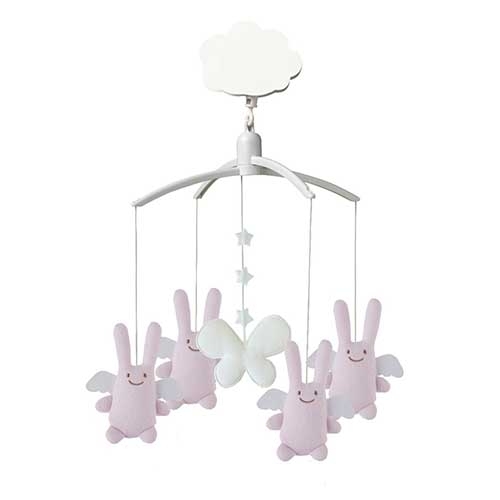 MOBILE MUSICAL ANGE LAPIN ROSE - TROUSSELIER