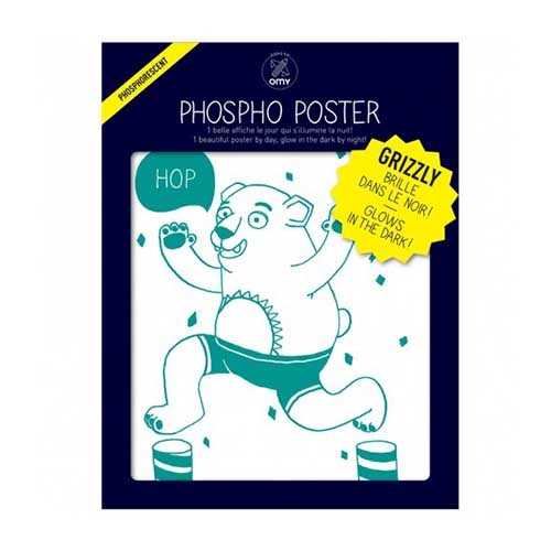 phospho poster - l'ours - grizzly - omy