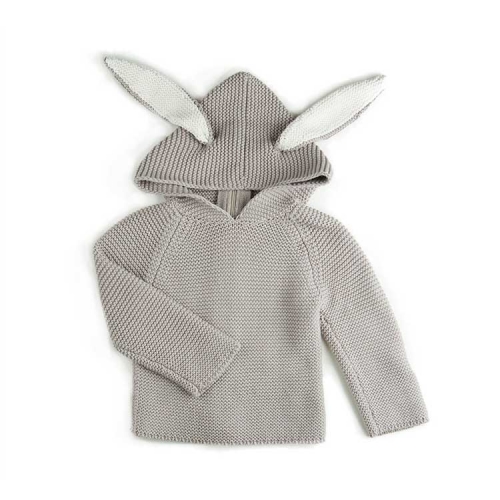 cardigan a capuche - lapin gris - oeuf nyc