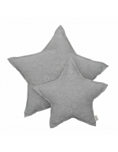 Coussin étoile dentelle, Flower Gris argent
