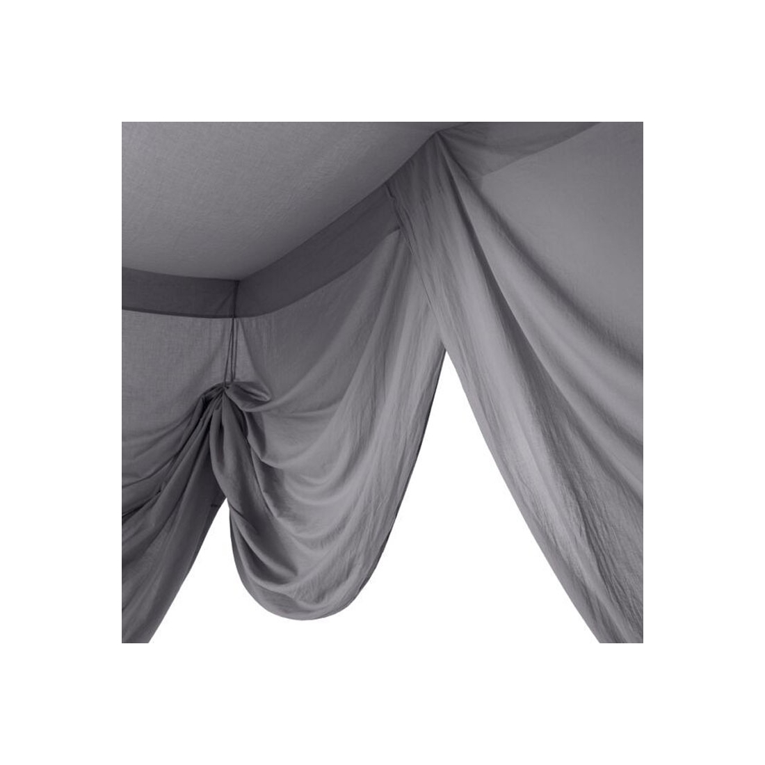 Ciel de lit/Baldaquin/ 300 x150cm + Support Flèche de lit (Grey Stars Gris  Blanc Grandes Etoiles)